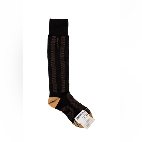 NWT Gucci Interlocking G Furia Long Socks -Black Cotton Blend Size L (26-28 cm) - Picture 1 of 7